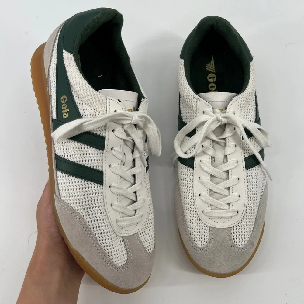Gola Tornado Zephyr Green White Woven Suede Upper Lace Up Low Sneakers 41/10 - Picture 2 of 10